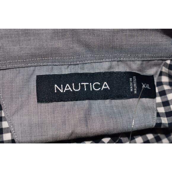 NAUTICA NEW $70 Navy White Gingham Check Long Sleeve Button Down Shirt Men's XXL - Picture 4 of 4